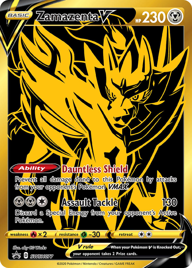 how much is a zamazenta v pokemon card worth Trading Game Sword & Shield Promo SWSH019 Ultra Rare Card Type Zamazenta V GG54 - Holofoil